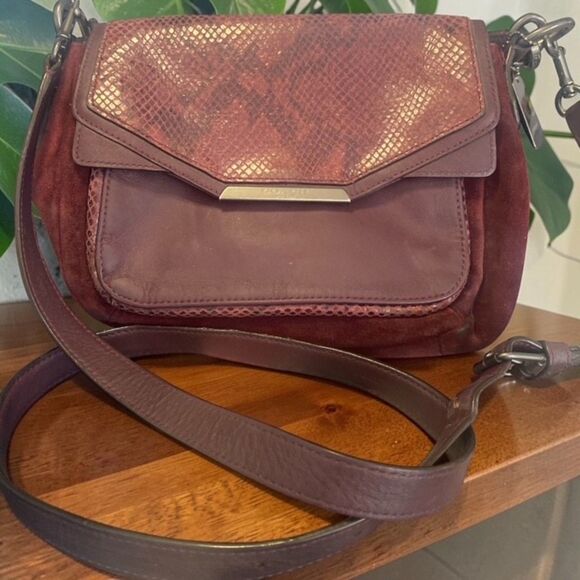 Coach Handbags - Coach Taylor Crossbody Suede Leather Python F33396 Burgundy/Wine #27